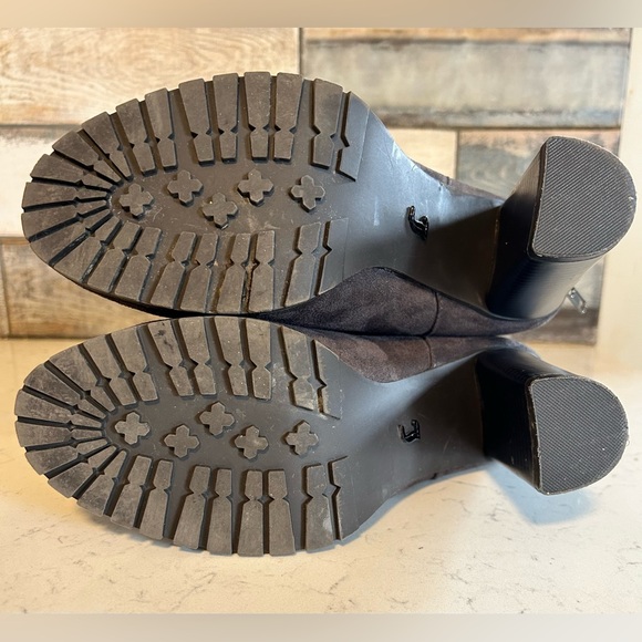 Juicy Couture Faux Suede & Knit Stacked Heel Ankle Boots - Picture 16 of 16